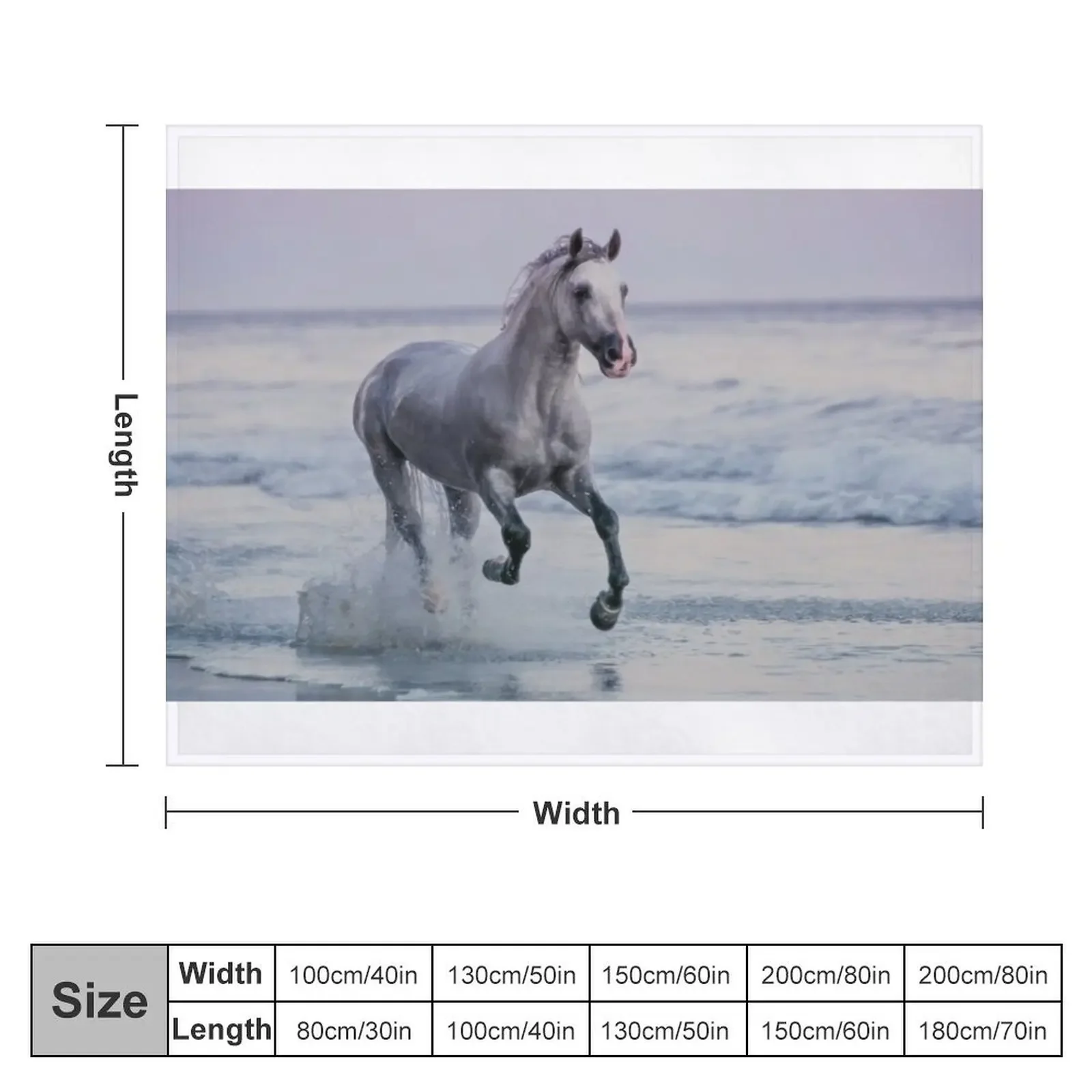 Stallion Galloping on The Beach Throw Blanket Quilt Personalized Gift Thermal Decorative Beds Blankets