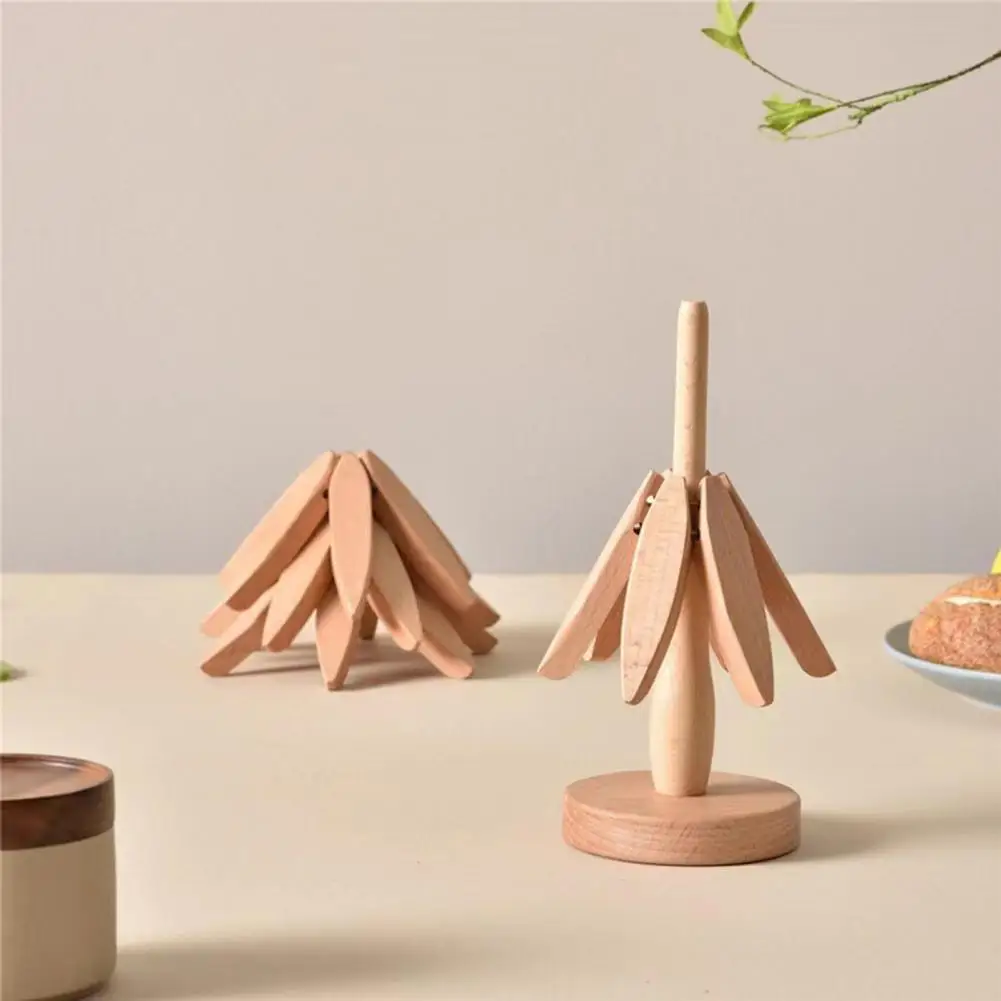 Christmas Tree Coaster with Base 3 Layers Tree Shape Wooden Trivet Placemats Heat Resistant Pot Pan Coffee Tea Cup Holder