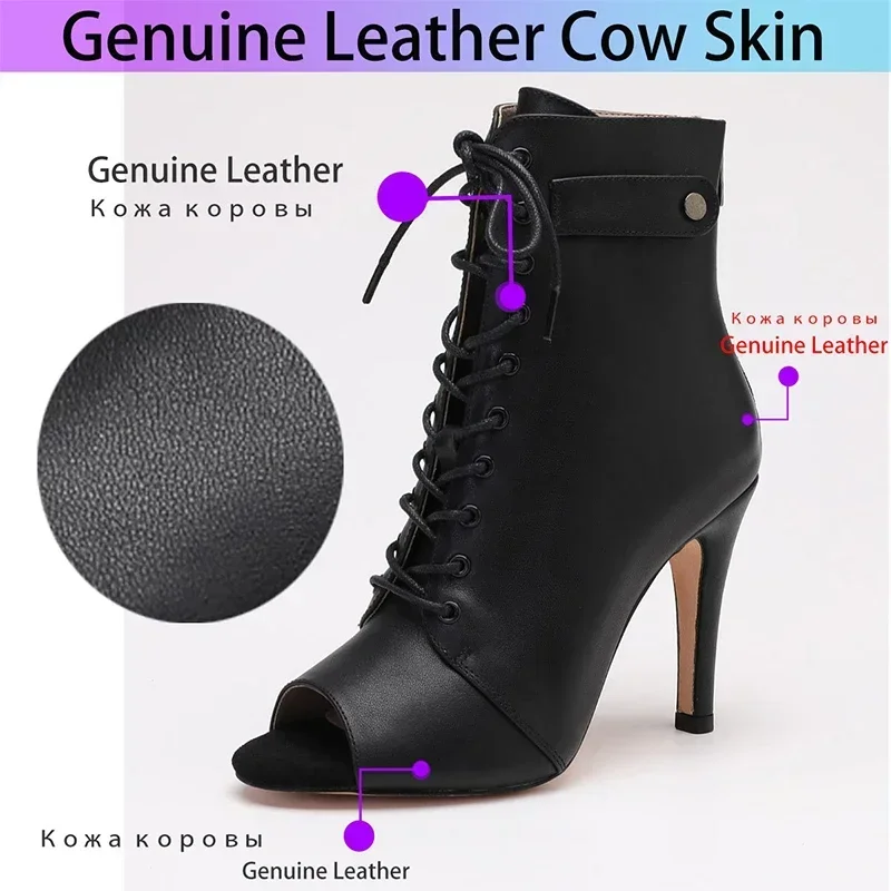 Genuine Leather 2024 New Sexy Women Thin HIgh Heels Trend  Stilettos Jazz Dance Lady Shoes Indoor Customizable Street Big Size