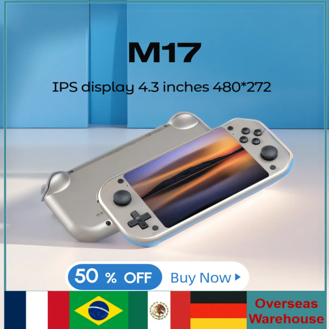 

M17 Retro Handheld Video Game Console 4.3 Inch Ips Screen Open Source Linux System Portable Pocket Video Player 64gb Gifts