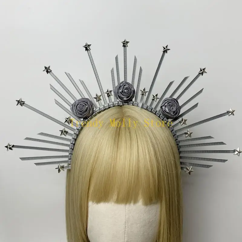 

N5KB Resin Halos Crown Headbang Tiaras Jewelry Hair Accessories Photography Props