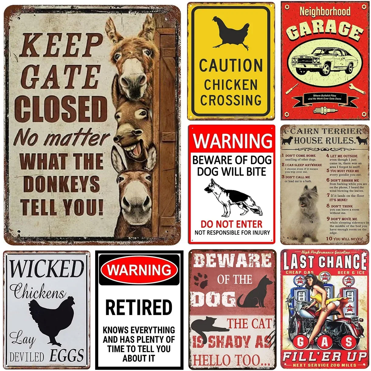 

Keep Gate Closed Metal Tin Signs Caution Warning for Street Lawn Neighborhoods Reflective Kids and Pets at Play Safety Signs