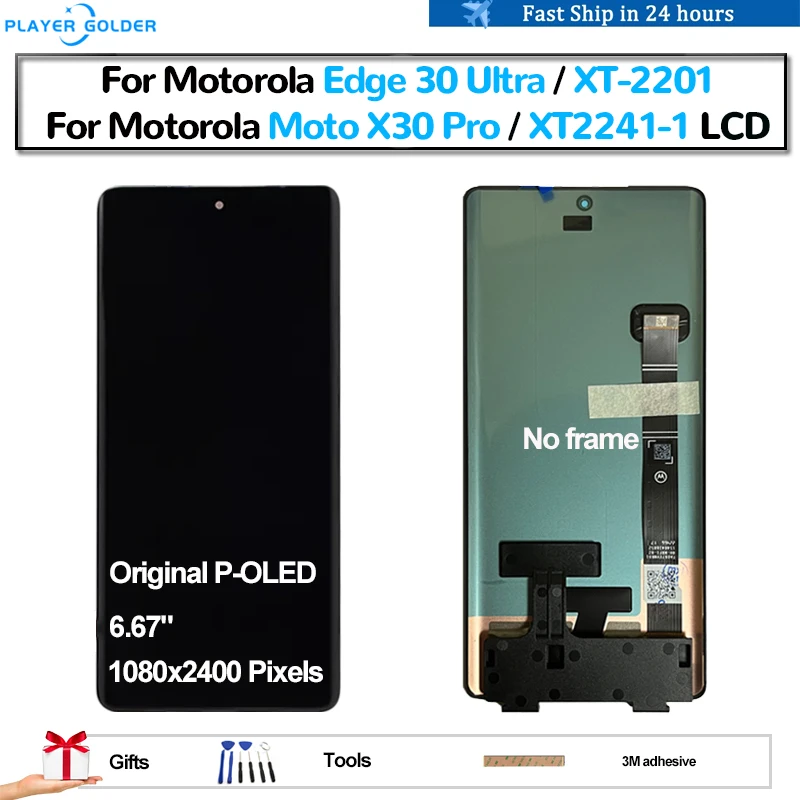 Original P-OLED For Motorola Edge 30 Ultra Moto X30 Pro Pantalla lcd Display Touch Panel Screen Digitizer Assembly Replacement