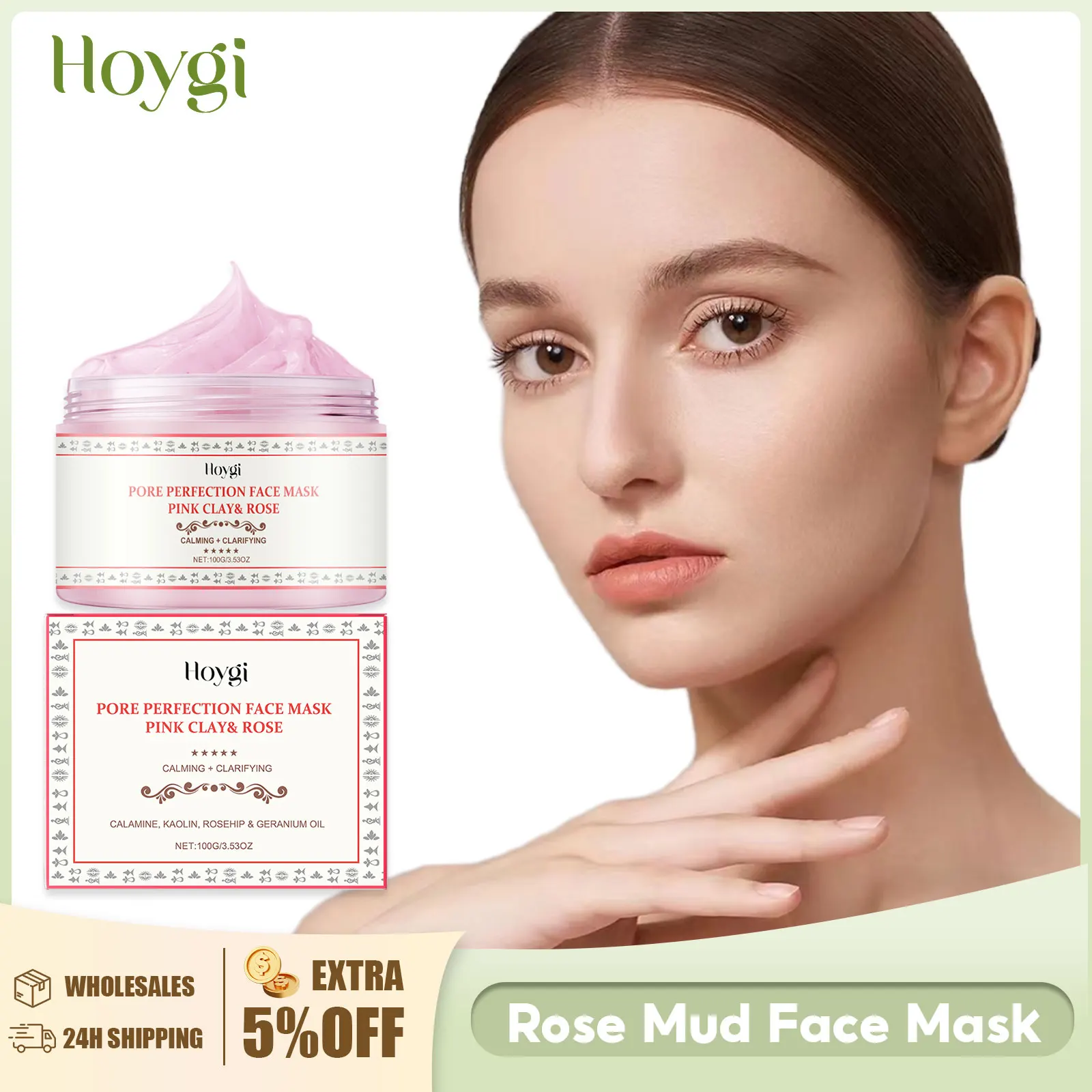 

Pink Rose Cleansing Mud Face Mask Deep Cleansing Pores Shrinking Oil Control Blackheads Remover Anti Acne Refreshing Clay Mask