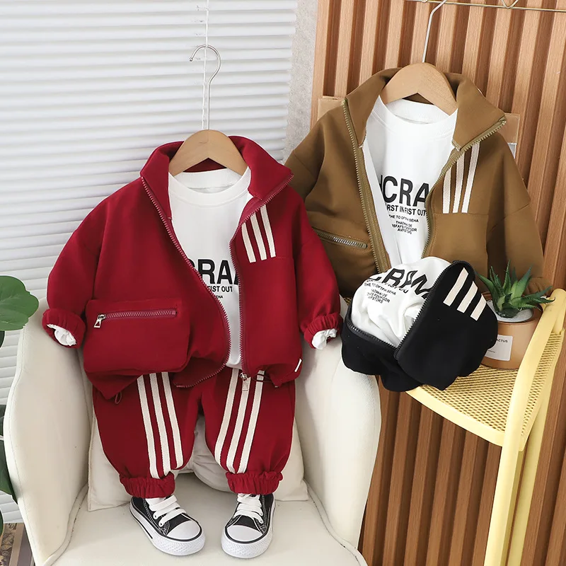 

Boys Clothes Sets Spring Autumn 2024 Children Cotton Jackets T-shirts Pants 3pcs Tracksuits For Baby Sports Suit Kids Outfits 5Y