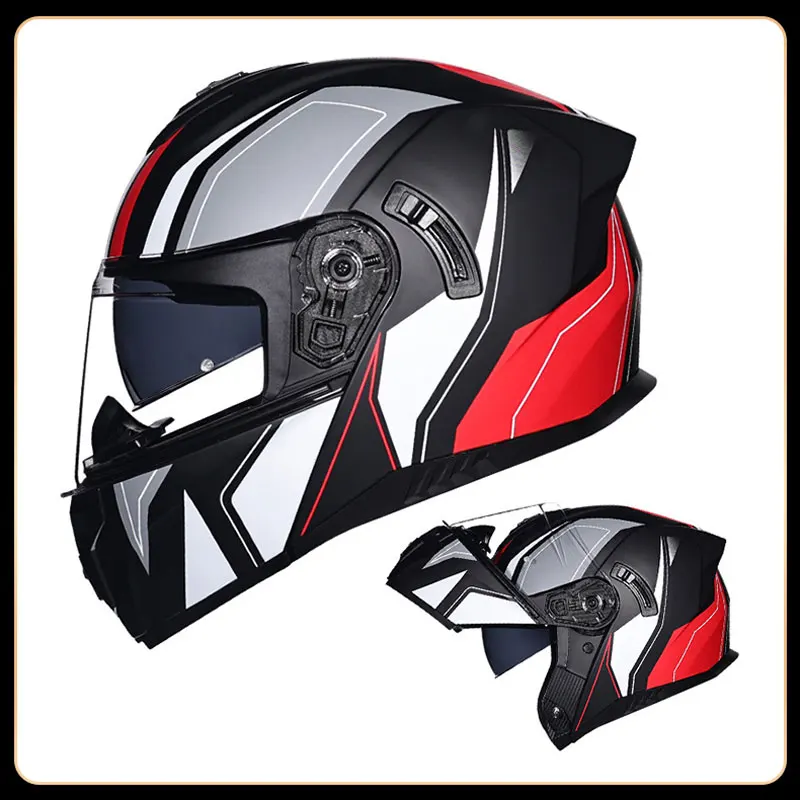 Casque intégral de moto modulable avec double lentille, casque de sport de vélo de route, double visière, noir, ABS, meilleur savoir