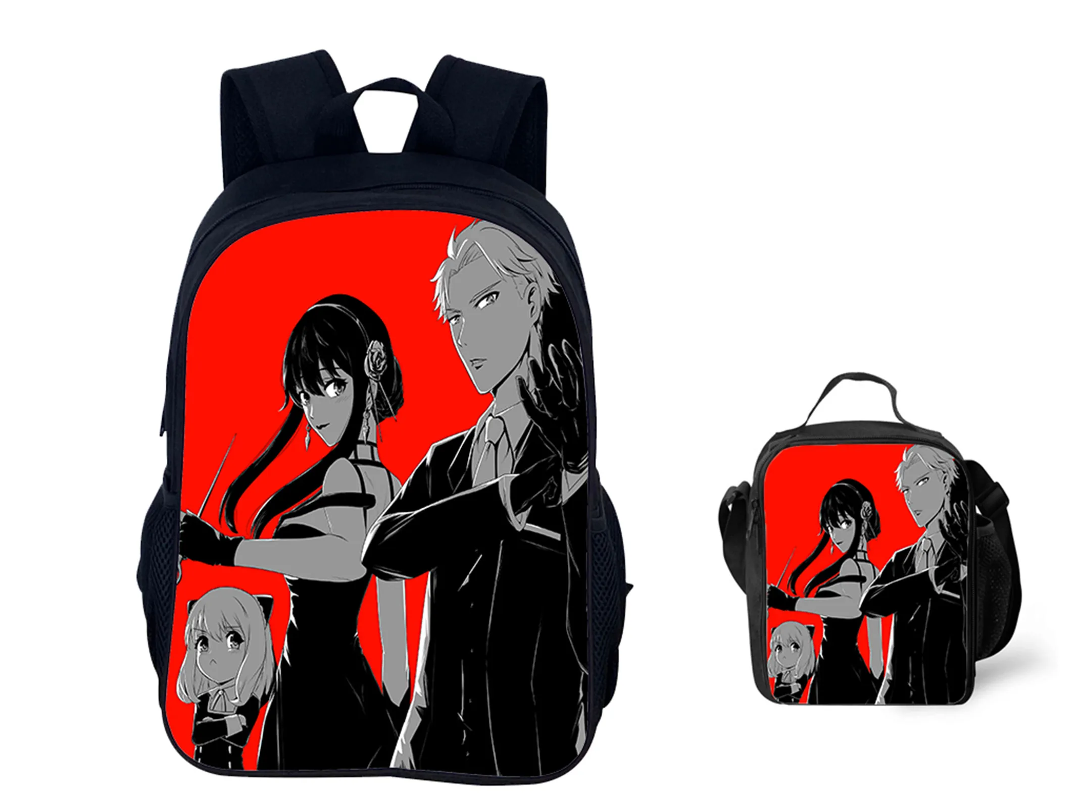 Unisex Kid SPY×FAMILY Lightweight Backpack and Waterproof Lunch Bag Set,Novelty Book Bag Canvas Daypack for School,Travel