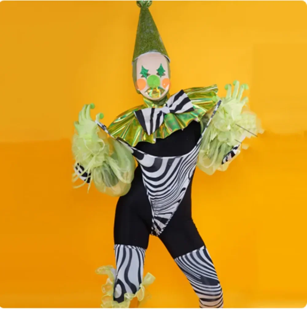 2025 Clown Theme Gogo Dance Costume Nightclub Dj Ds Clubwear Adult Cosplay Clothing Rave Festival Clothing Drag Queen Costume