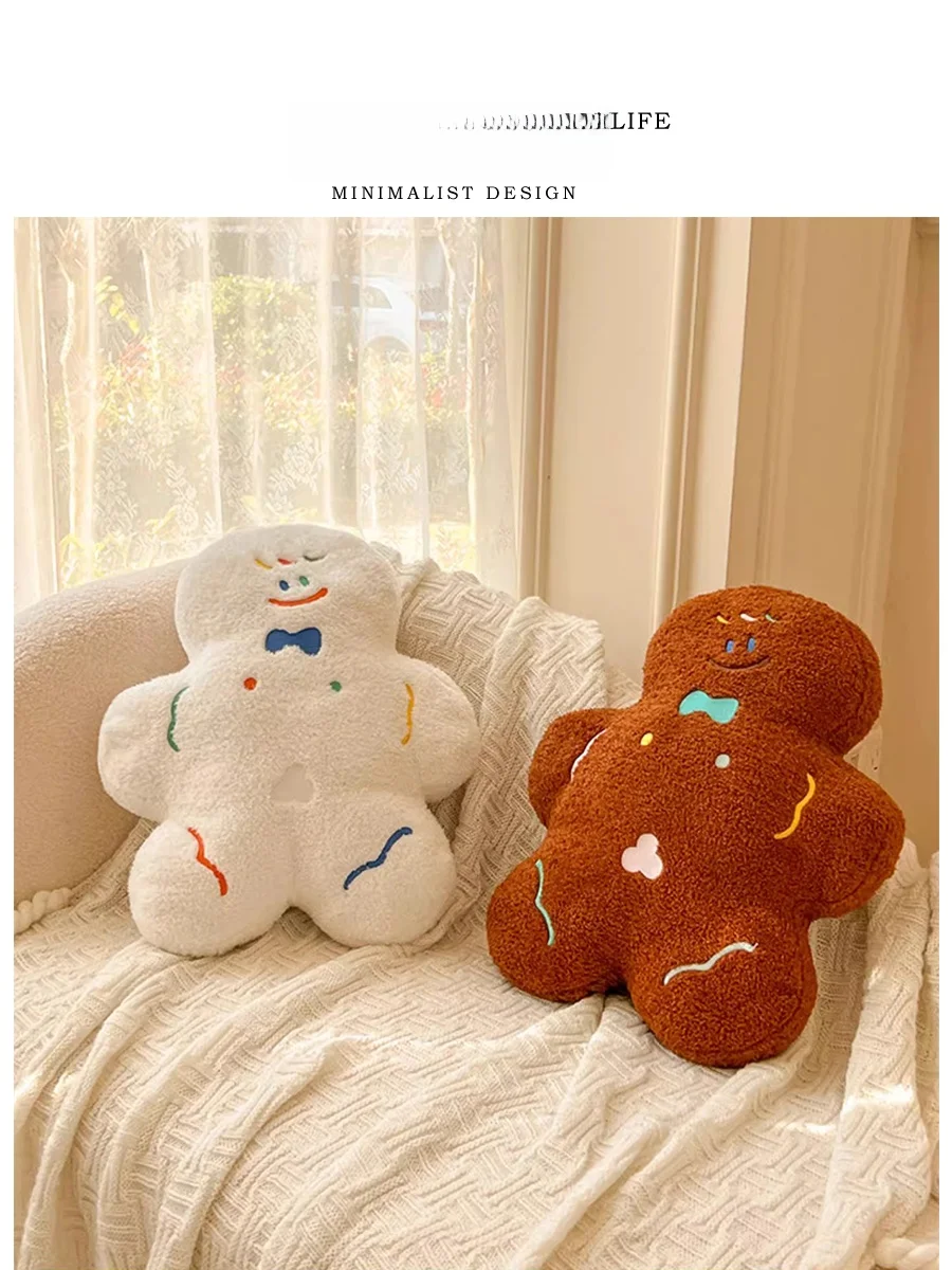 

Милая креативная декоративная подушка в виде имбирного человечка, мягкая плюшевая подушка для домашнего декора, мультяшная подушка с наполнителем из ПП хлопка для гостиной