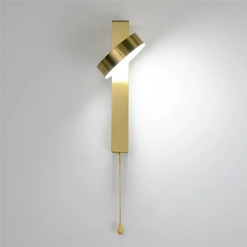 Modern Indoor Wall Lamps Rotation Dimming Shaking Head Adjustable Wall Lights with Wire Switch LED Wall Deco Lighting Luminaire