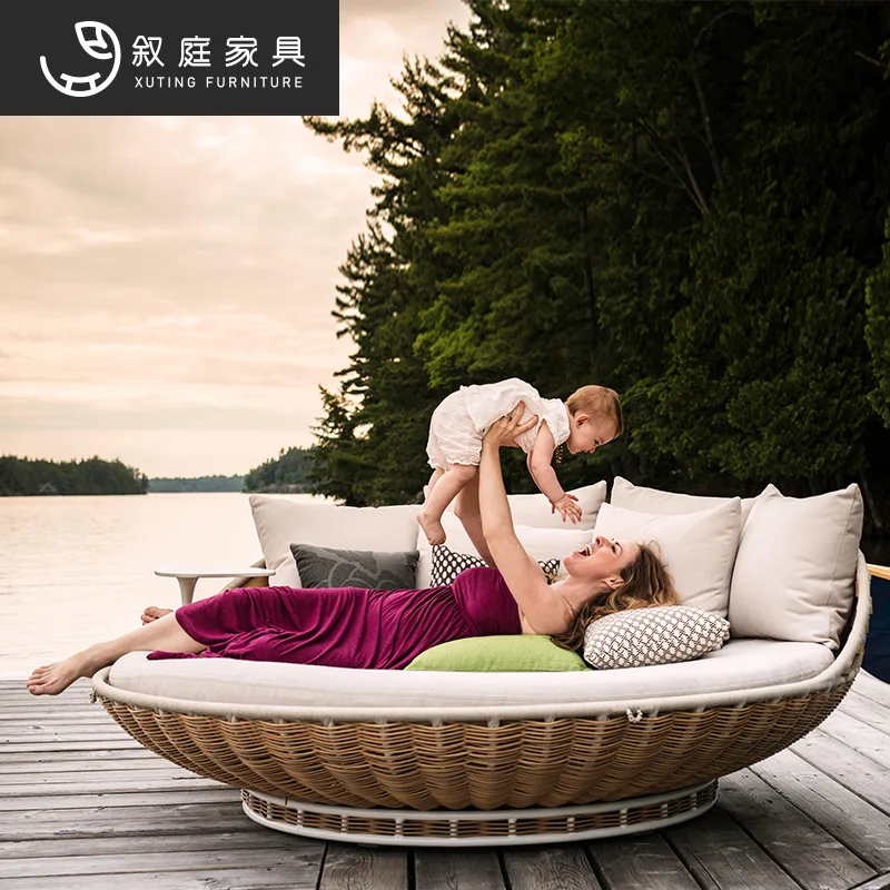 

Outdoor leisure creative hanging basket swing villa garden bed and breakfast hotel scenic rattan double hanging chair hammock fu