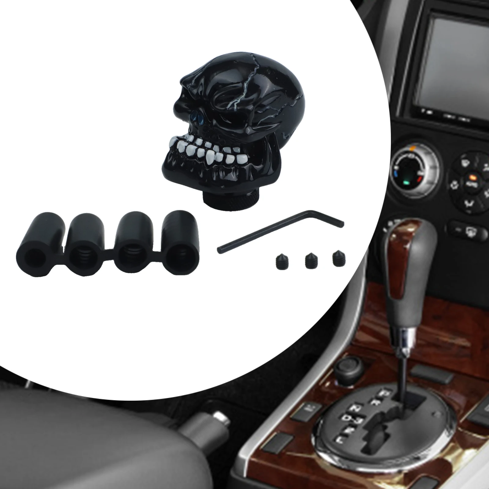 Car Skull Shift Head Gear Knob Replacement For Most Vehicles Compatible With Various Car Models ABS Material Includes Tool