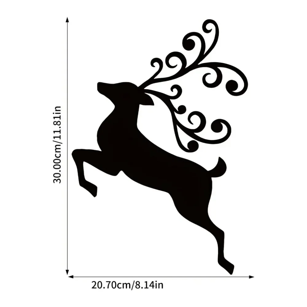 Enchanting Metal Wall Ornament of Christmas Deer: Black Silhouette. A Lovely Decor for Living Room and Bedroom during Christmas