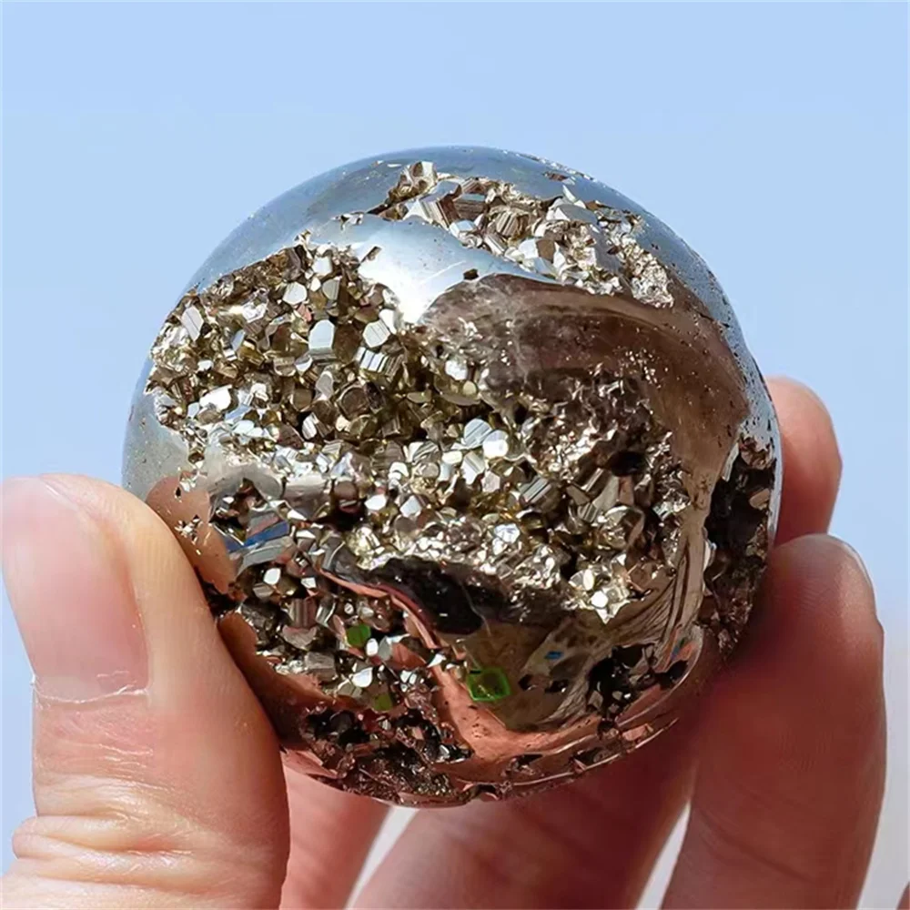 Natural pyrite pebble ball crystal mineral quartz specimen gemstone jewelry pyrite gemstone home decoration energy stone