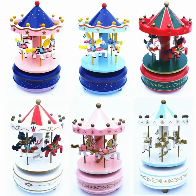 [Funny]  	Adult Collection Retro Wind up toy Metal Tin The Music carousel Mechanical toy Clockwork toy figures model  kids gift