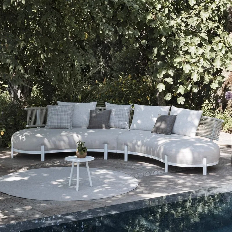 Round outdoor sofa, tea seat, rattan courtyard, rain and sun protection furniture, open-air balcony, indoor garden decoration