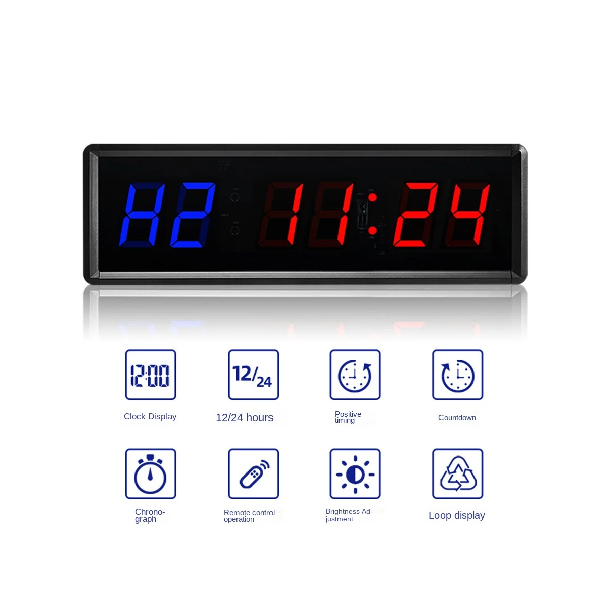 Gym Timer Digital Countdown Clock Stopwatch with Remote LED Interval Timer Clock Gym Fitness -US Plug