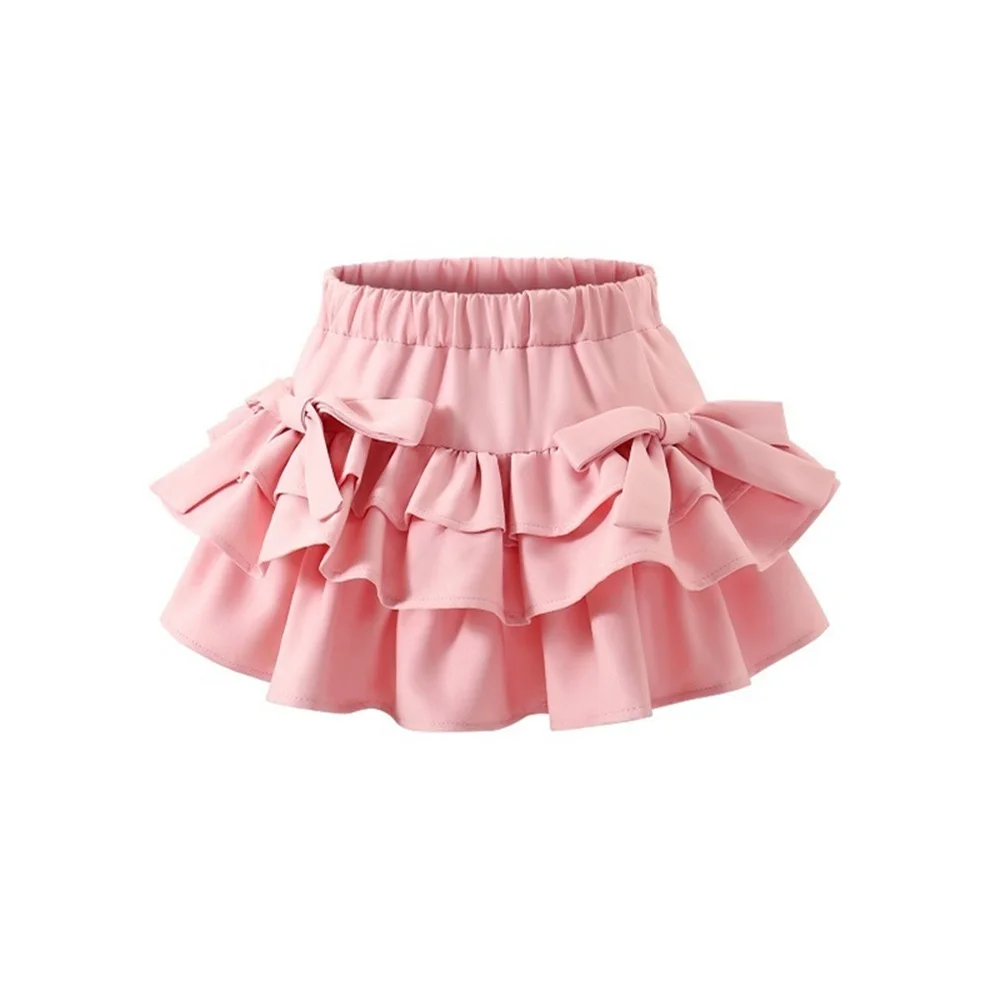 Baby Toddler Girl Skirt Tutu Tulle Cake Layer Skirt with Safety Shorts Chidlren Kids Clothing Ball Gown Bow Dance School Uniform