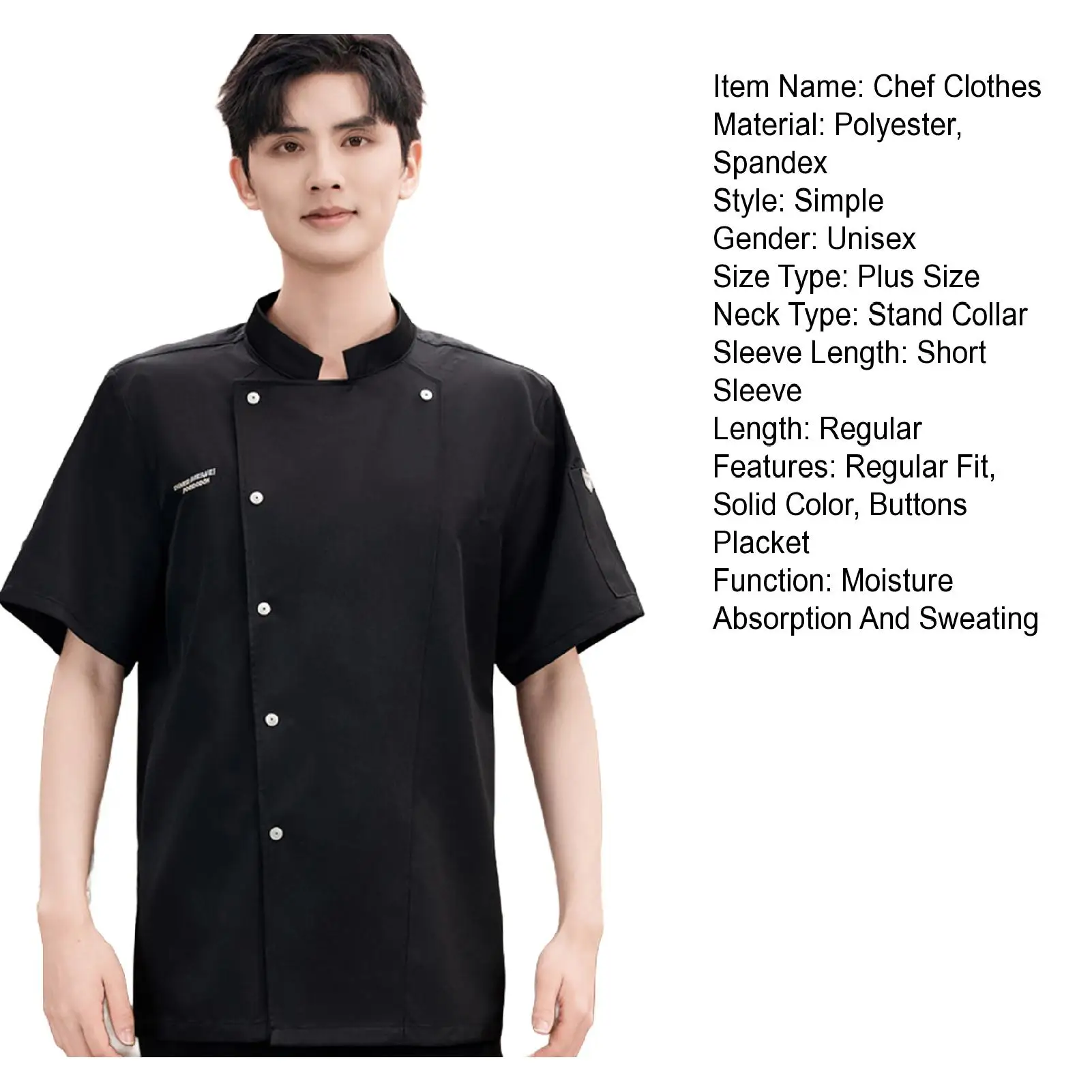 New Chef Jackets for Men Women Short Sleeve Cook Shirt Solid Chef Uniform Bakery Restaurant Waitress Waiter Uniform Tops