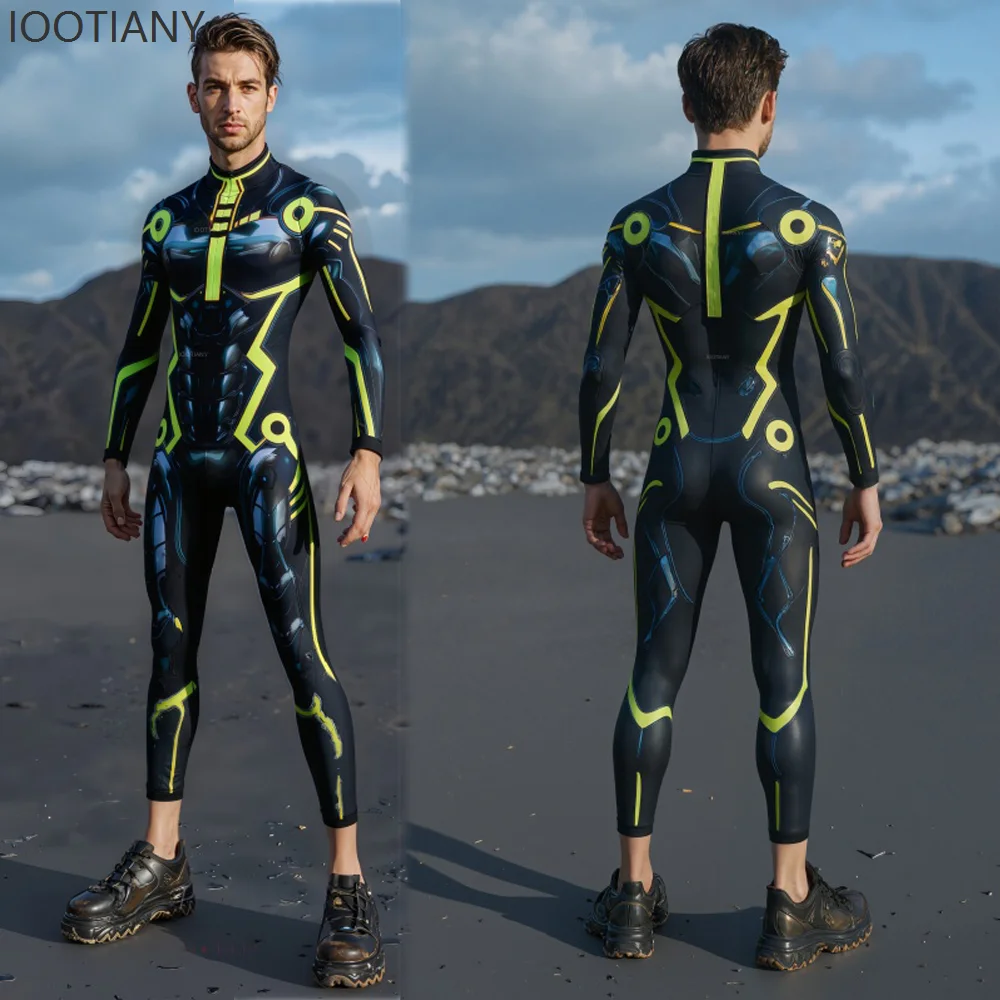 

IOOTIANY Men's Cyberpunk Robot Sexy Bodysuit Halloween Carnival Party Aerial Dance Stage Cosplay Performance Costume Zentai Suit