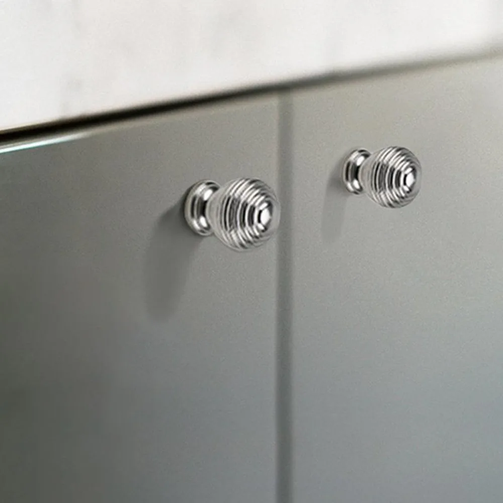 Round Knob Single Hole Furniture Handle Silver Modern Cabinet Pulls Durable Space Aluminum Furniture Knobs Drawer