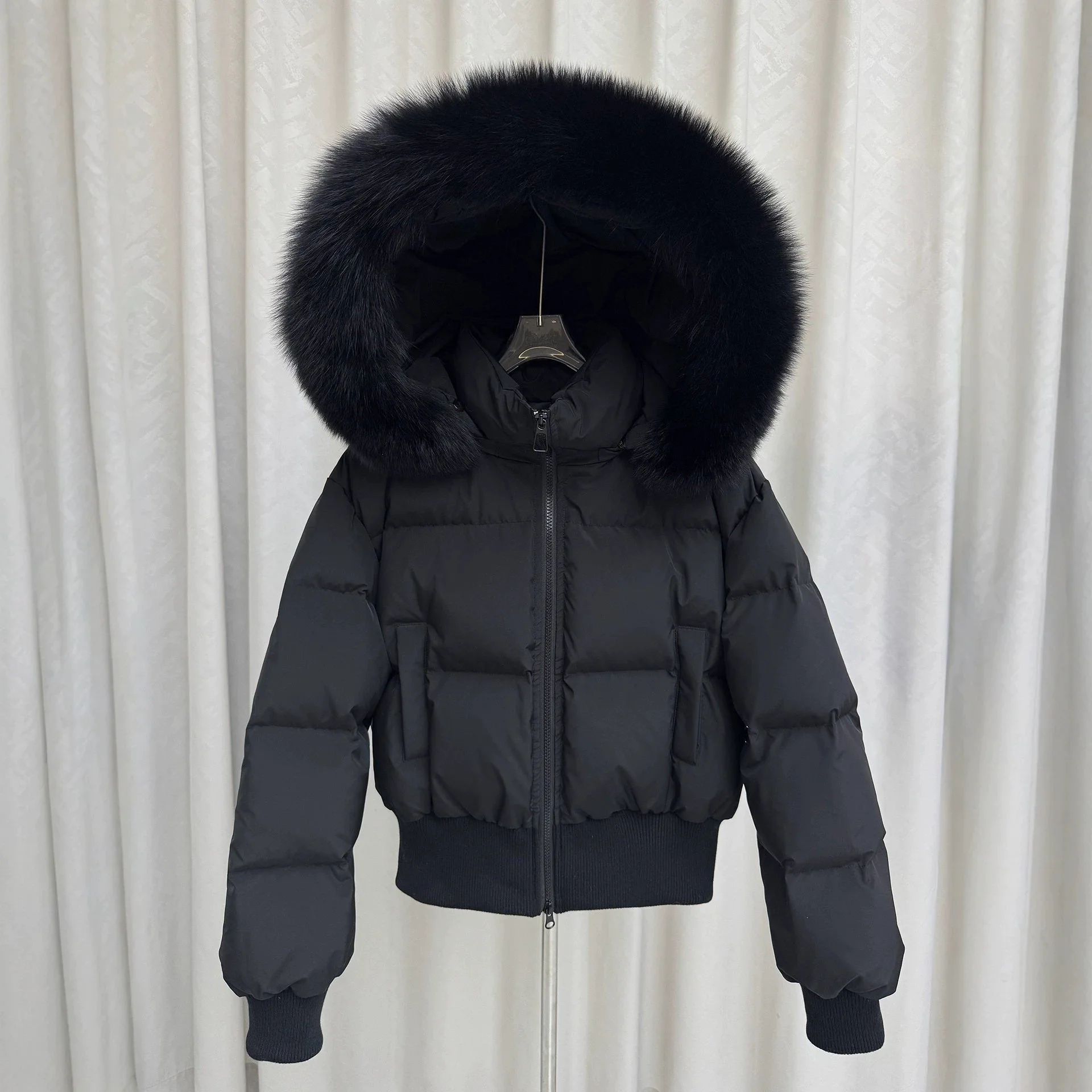 ONE TO WAN Autumn Winter Fur Hooded Jacket Women Outerwear Thick Cotton Padded Slim Short Parkas Female Cropped Puffer Coat