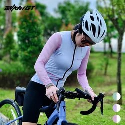 ZYKNIGT Women's cycling jersey Slim fit sun protection Seamless bonding process Cycling long sleeved top Cycling shirt