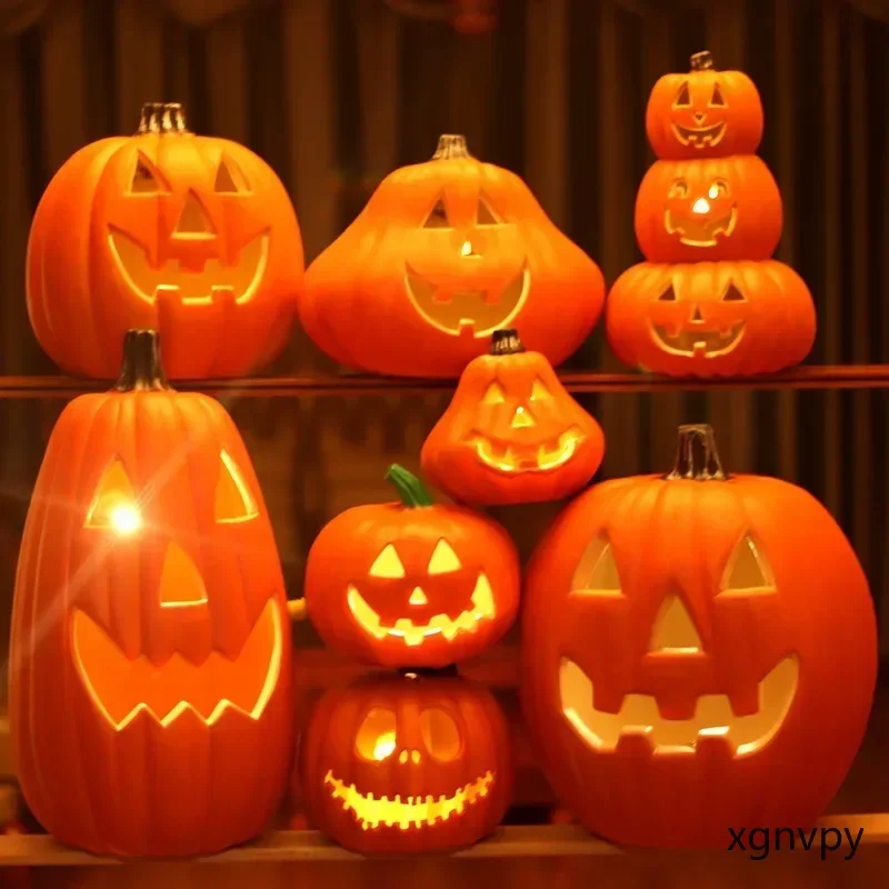 xgnvpy Halloween LED Pumpkin Lantern Home Props Decor Scene Layout Party Garden Light