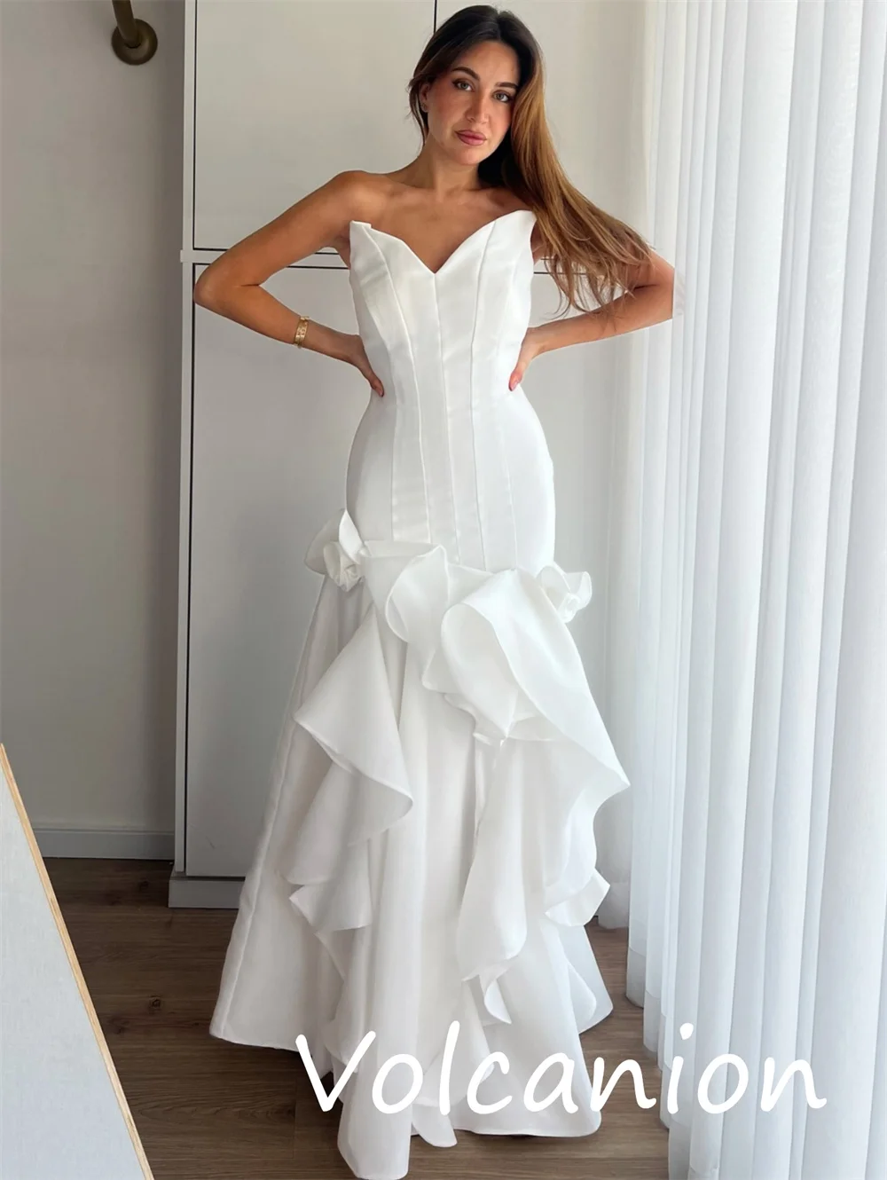 Abiti lunghi senza spalline a trapezio con pieghe in jersey di alta qualità personalizzati Occasioni su misura Casual formali classiche