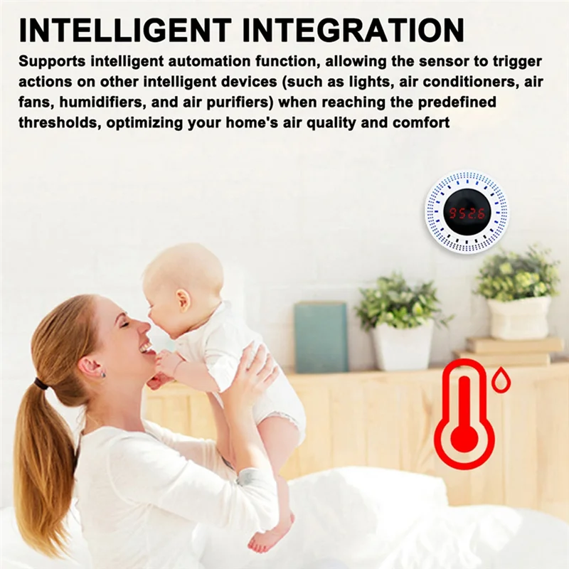 Интеллектуальный датчик атмосферного давления ABFN-Tuya с обнаружением температуры и влажности, встроенное домашнее устройство Tuya