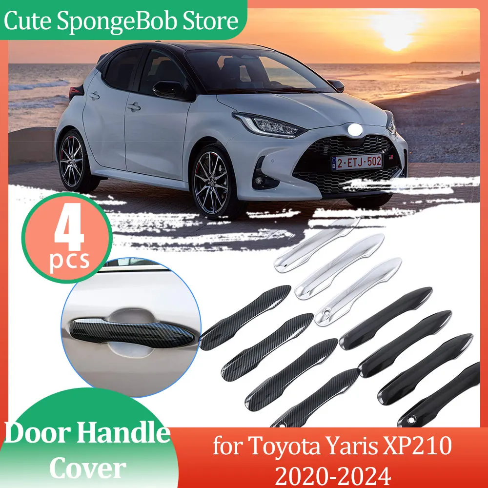 

Car Handle Cover for Toyota Yaris XP210 Mazda2 Hybrid 2020 2021 2022 2023 2024 Carbon Fiber Chrome Door Sticker Trim Accessories