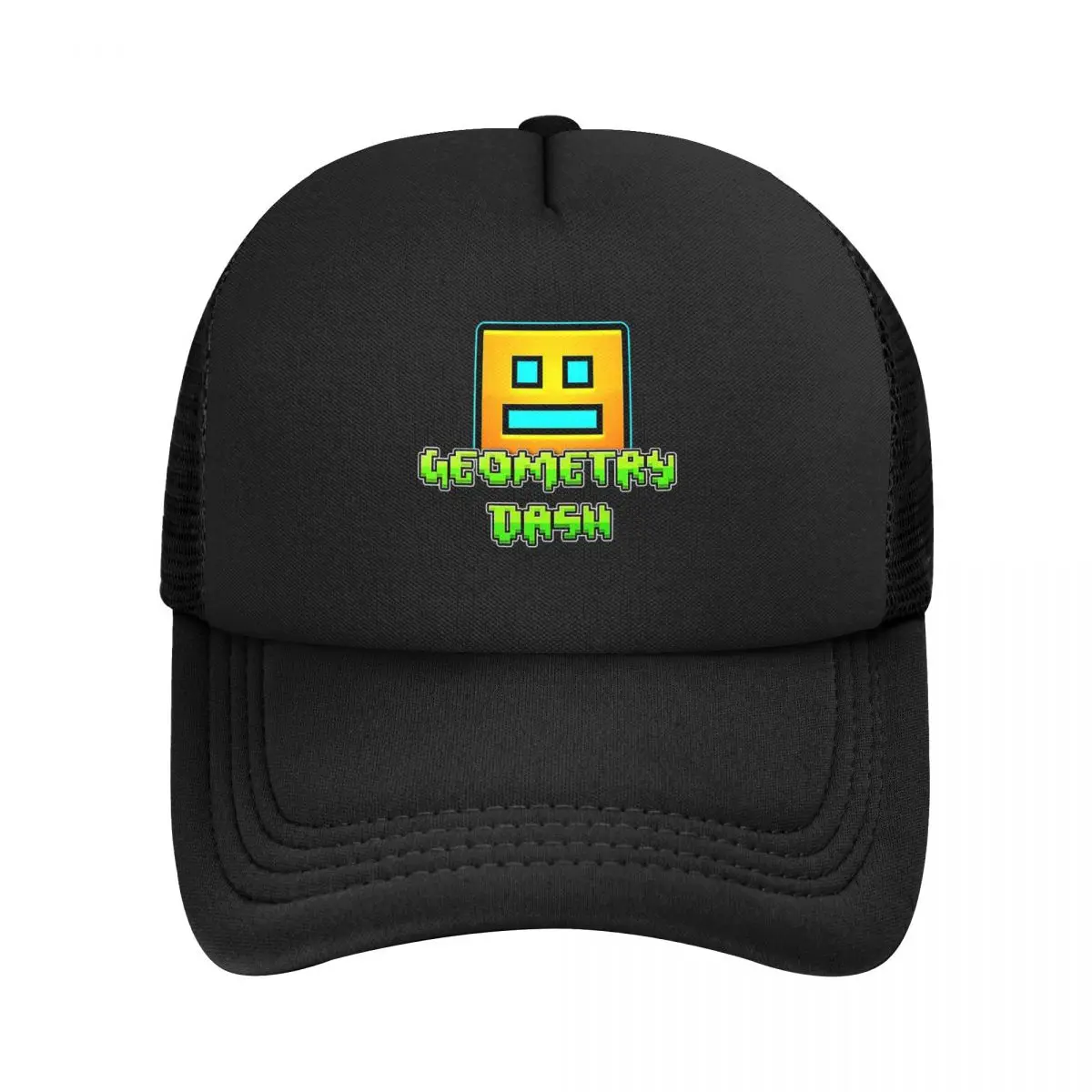 Video Game Geometry Dash Mesh Baseball Caps Snapback Fashion Baseball Hats Breathable Casual Casquette Outdoor Unisex