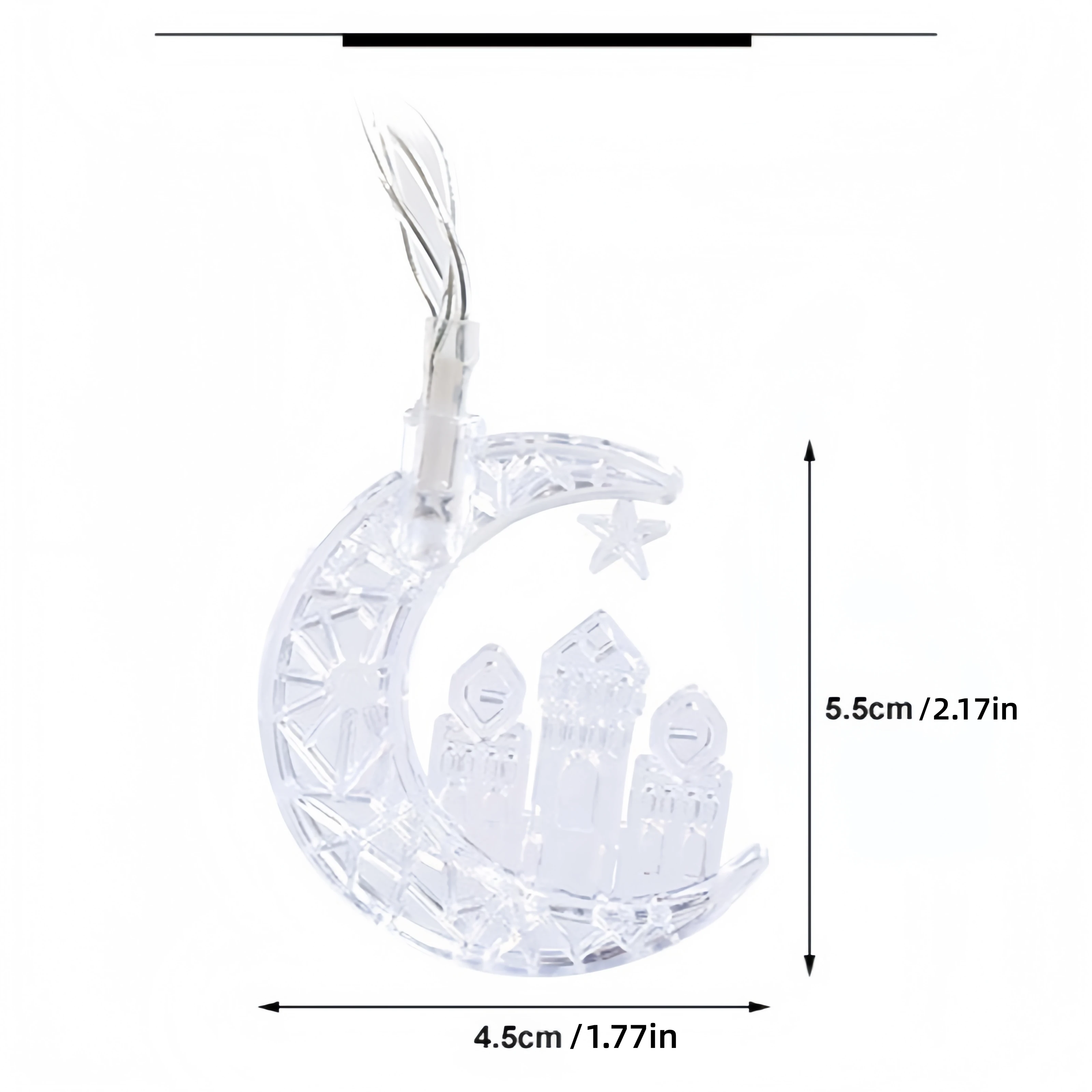 1pc led luzes da corda do ramadan, 59.06/118.11in luzes de fadas decorativas do ramadan com projetos da lua & castelo, alimentado por bateria