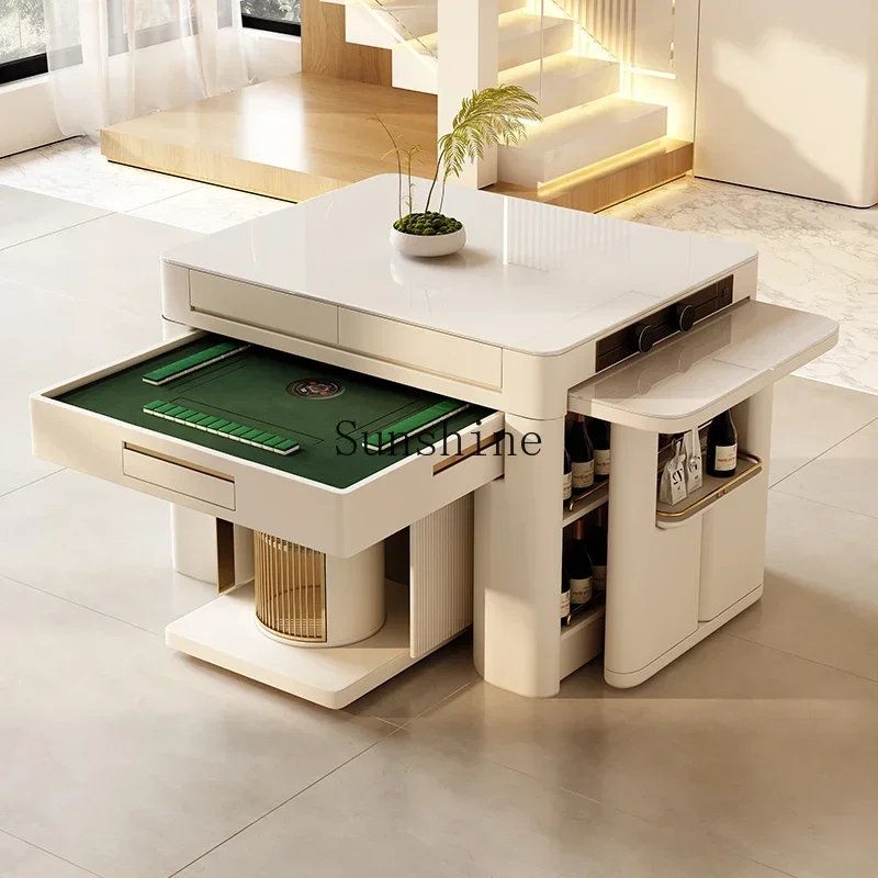 

Telescopic island table mahjong machine integrated dual-purpose rock slab household small apartment fully automatic