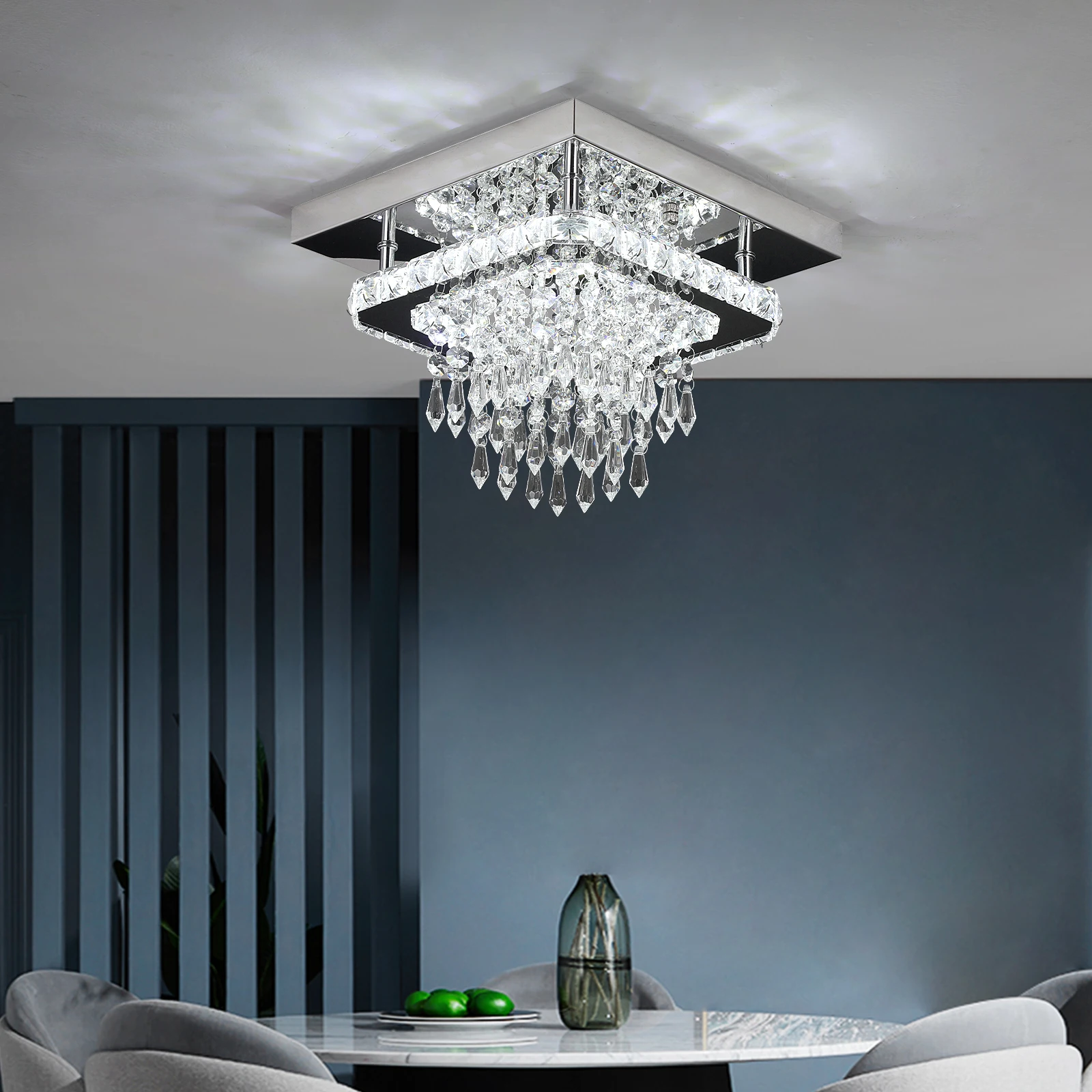 Plafonnier LED en Clip K9 en Acier Inoxydable, Luminaire Décoratif de Plafond, Idéal pour un Salon, un Couloir ou une Allée