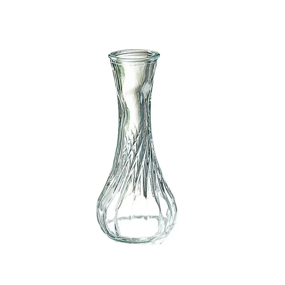 Creative Simple Vintage Embossed Vase Glass Creaft Embossed Printing Transparent Hydroponics Vase DIY Mini Glass Vase Home Decor