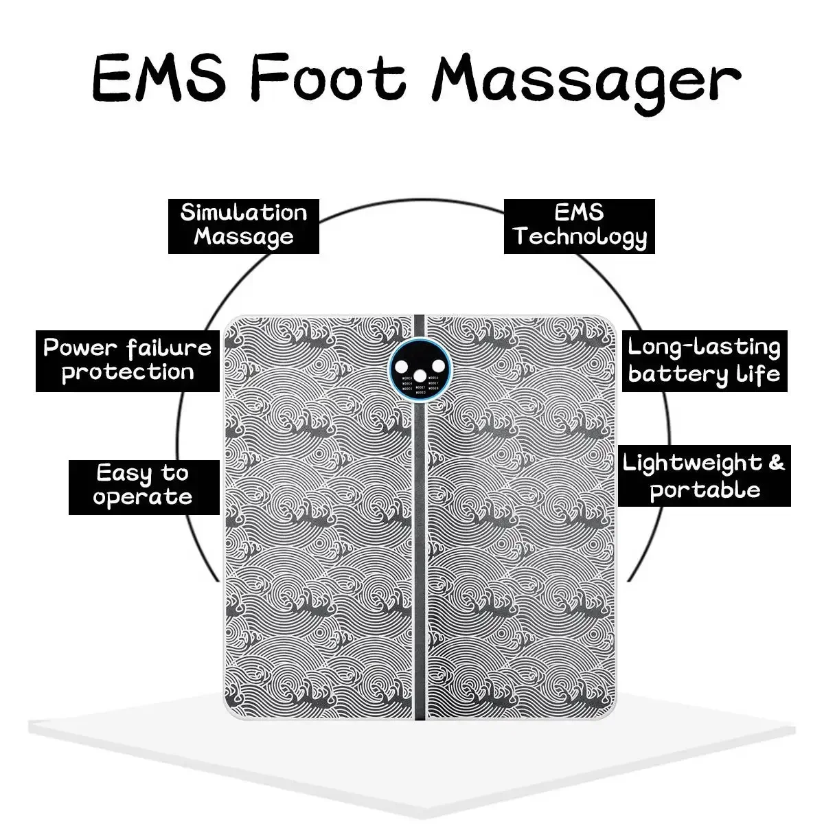 Tens EMS Foot Massager Fisioterapia Mat Massageador de pes Type-C Charging Electronic Foot Fitness Massage Gym Equipment