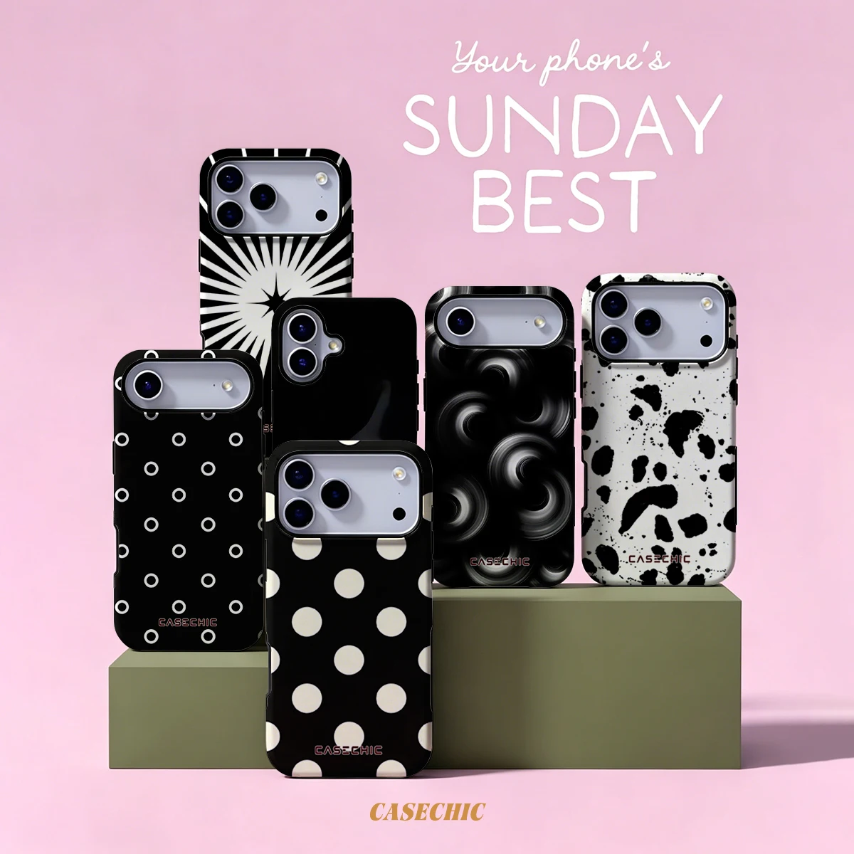 Black White Polka Dot For Samsung Galaxy S26 Ultra A56 Exquisitely Pattern Double Protective Phone Cover Cases CaseChic