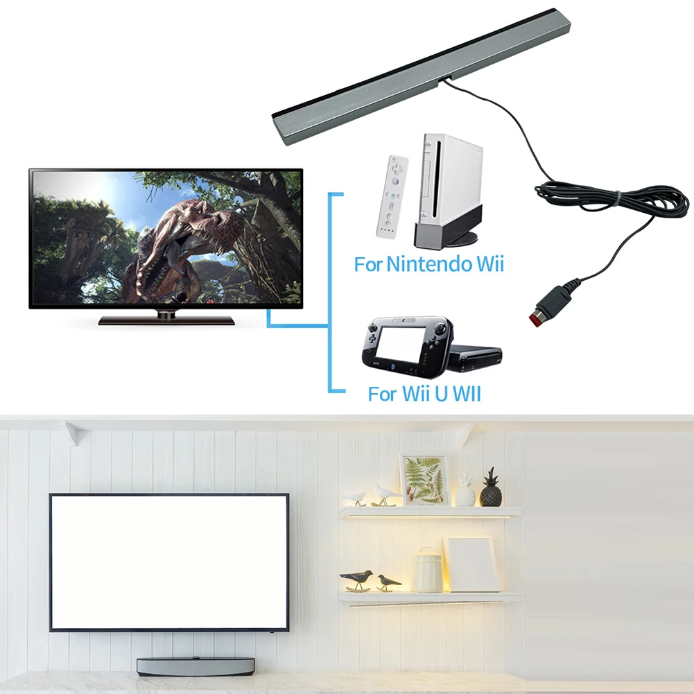 Remote Infrared Ray IR Inductor Bar with Extension Cord Wired Infrared Ray Sensor Bar Wired Remote Sensor Bar for Nintendo Wii