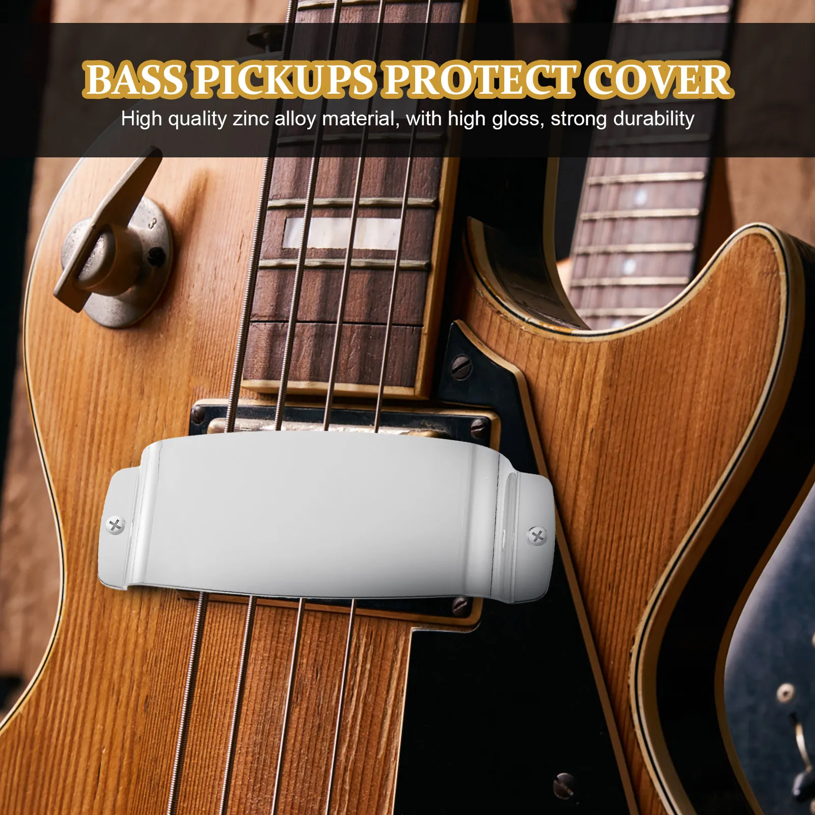 

Bass Protective Cover Pickup Plate Zinc Alloy Durable Practical Easy to Use Carry Save Space Accessories Guitar Parts