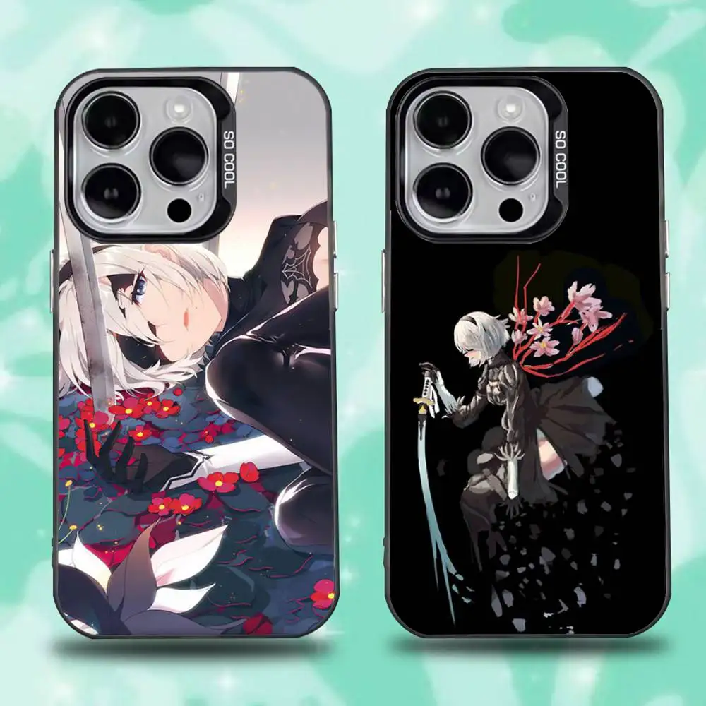 

2B N-Nier A-Automata Phone Case For iPhone 16,15,14,13,12,11,Mini,Pro,E,SE4,XS,MAX Black Candy Matte Cover