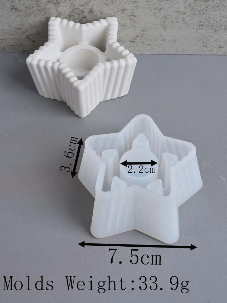 Beton Streifen Kerzenständer Silikonform DIY Runde Herz Sternform Kerzenhalter Gips Harz Handwerk Gussformen Home Decor