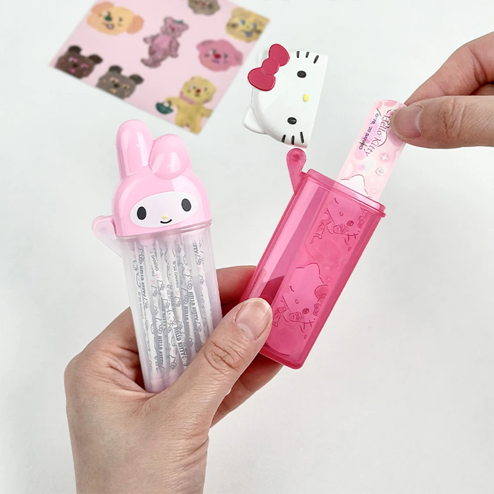 Hello Kitty Melody Storage Box Sanrio Cartoon Kt Cat Flip Cover Cotton Swabs Band Aids Dental Floss Organizer Boxs Girls Gifts image 4