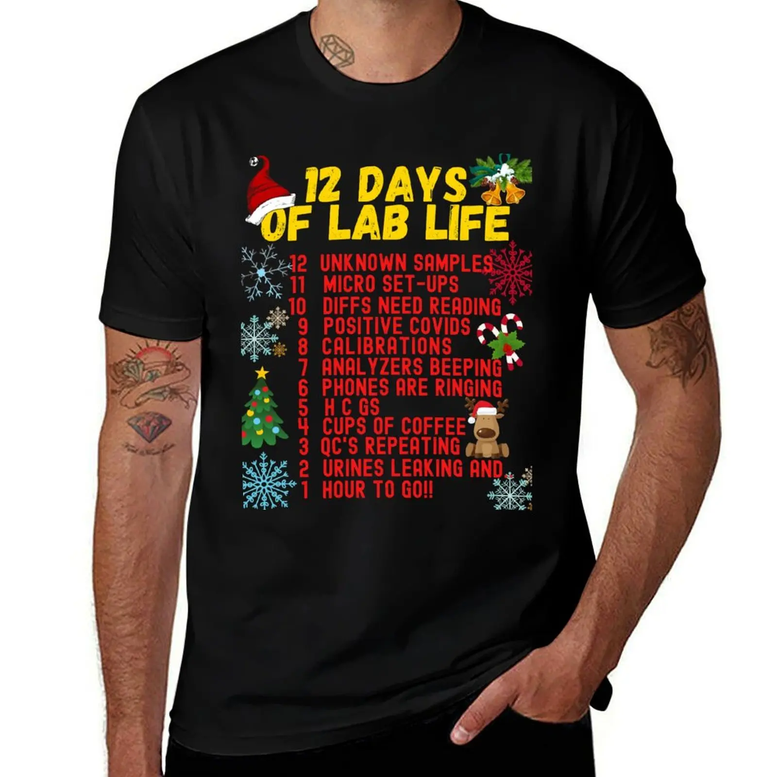 

12 DAYS OF LAB LIFE CHRISTMAS MEDICAL LABORATORY SCIENTIST T-Shirt t shirt for man T-Shirt