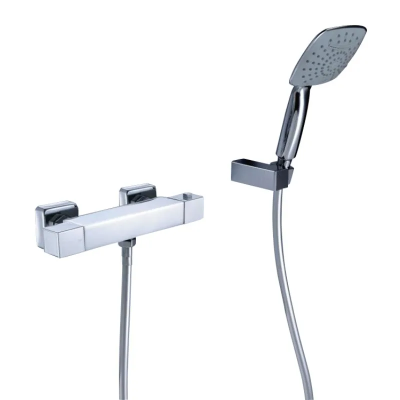 

All-copper thermostatic shower faucet shower set, square temperature-controlled shower mixing valve