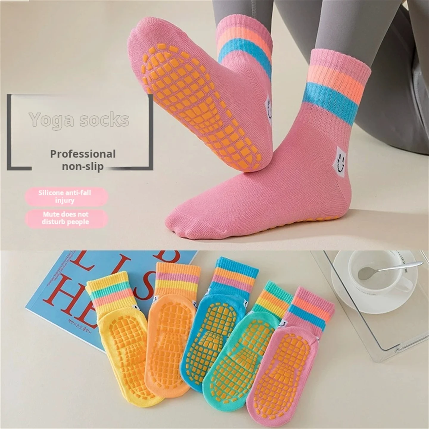 

10 пар упаковок носков для батута, хлопковые носки средней длины с силиконовой подошвой, противоскользящие носки-тапочки для мужчин и женщин, спортивные носки для занятий йогой в помещении