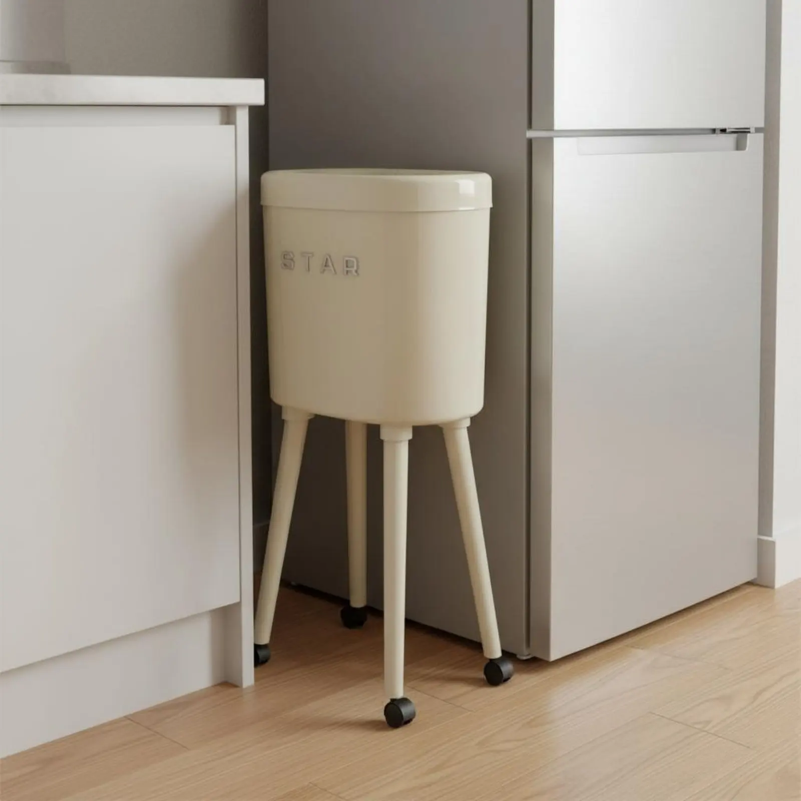 Trash Can High-Legged Design Lidded Trash Can Lidded Waste Bin Lid Movable for Kitchen, Small Areas
