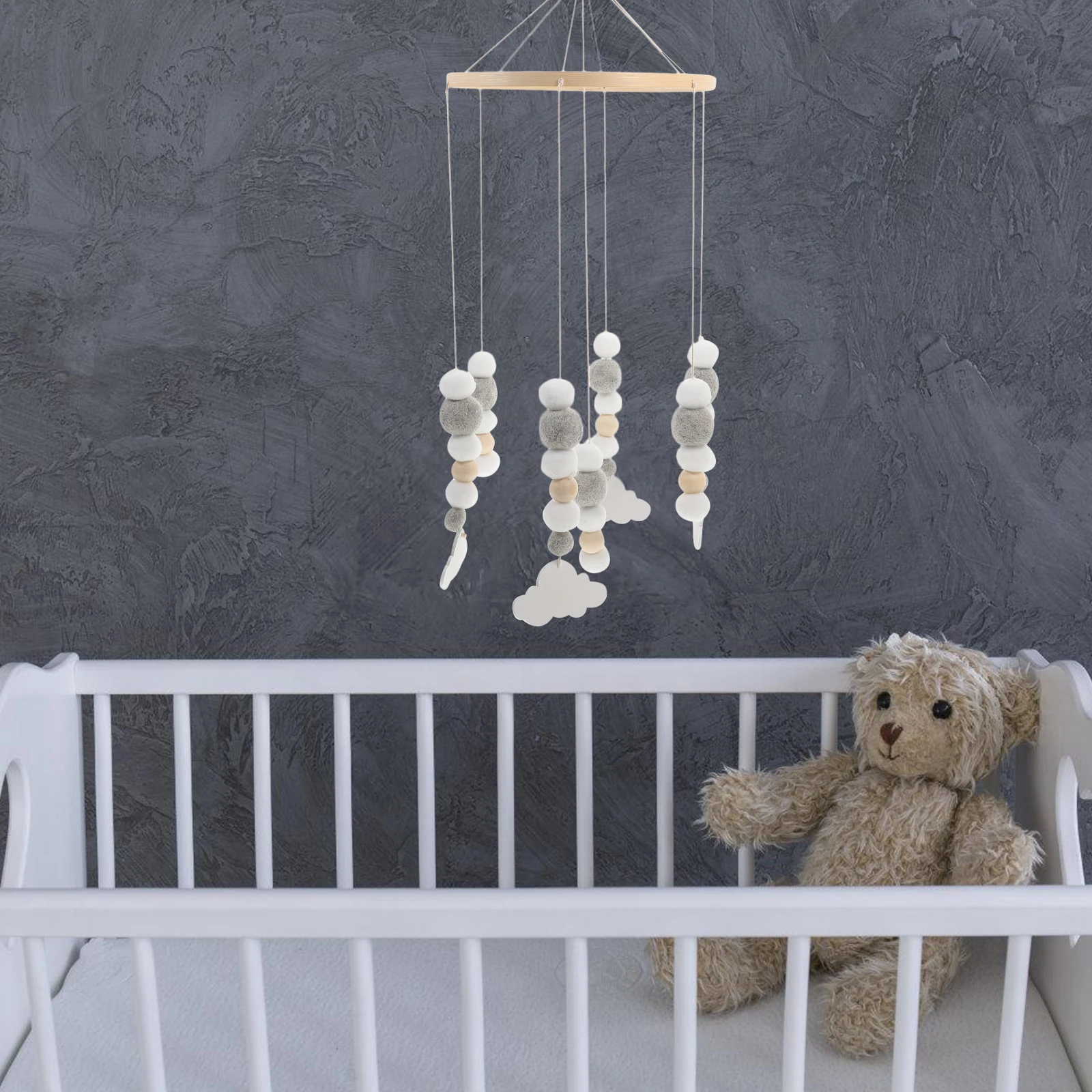 Boêmio cama sino berço feltro móvel berçário móveis decoração cabide de bebê nuvem pendurado brinquedo
