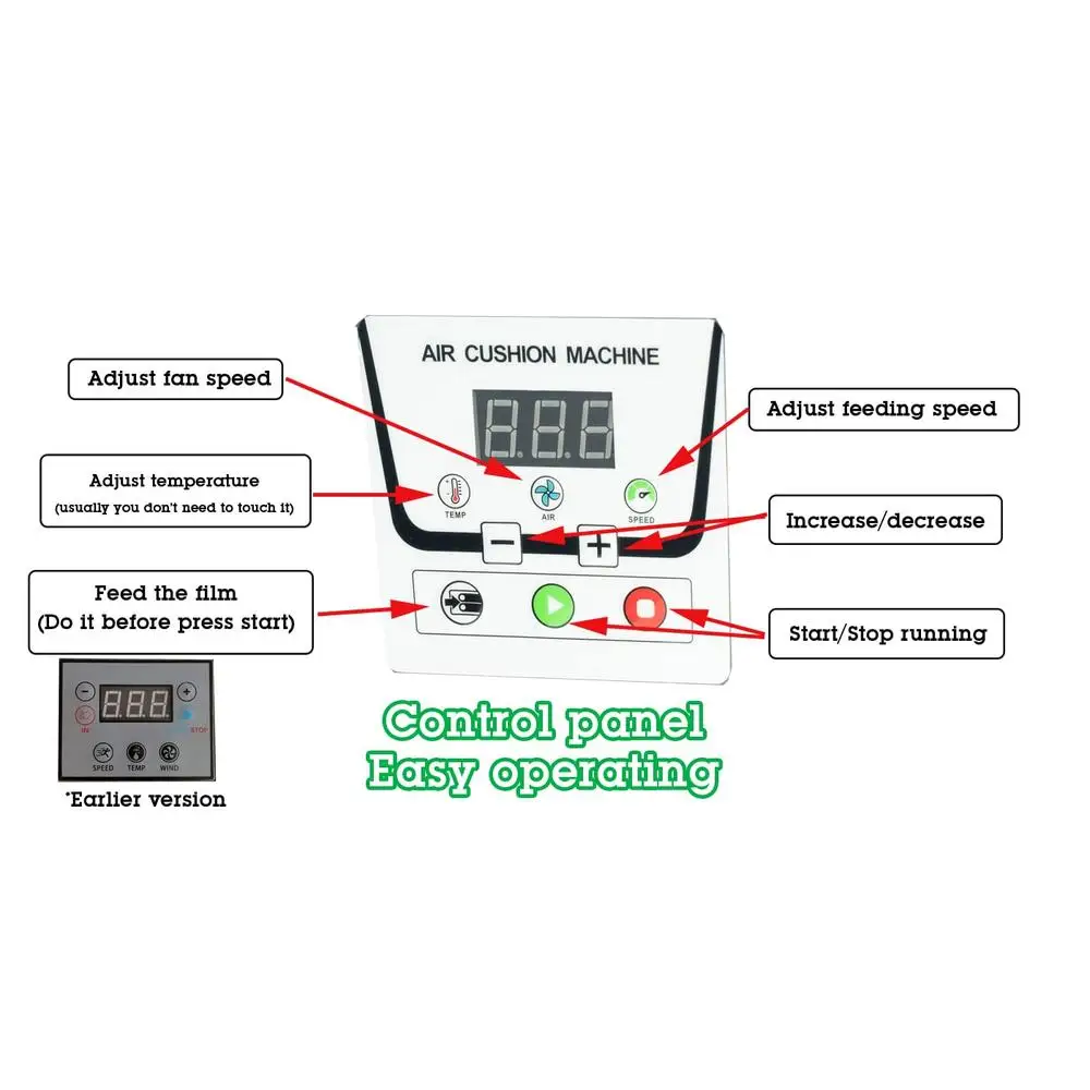 Air Cushion Machine Stainless Steel Fast Sealing Air Bags Maker LDS Film Compatible