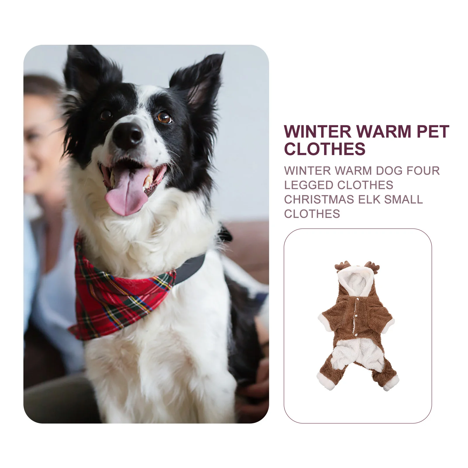 

1Pcs Warm Pet Dog Clothes Elk Antlers Design Breathable Puppy Winter Outfit Outdoor Decorative Clothes Pet Outfit